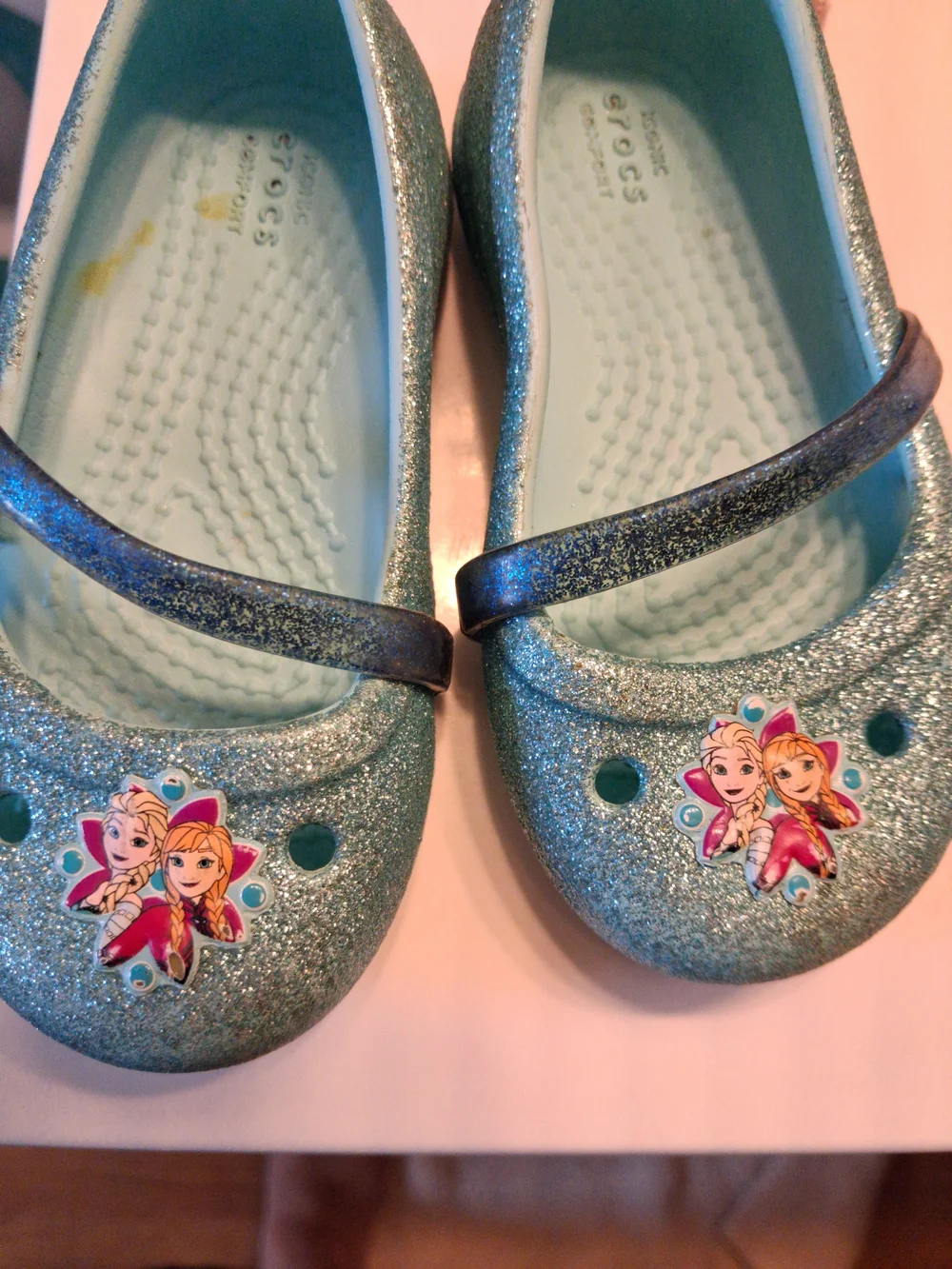 Crocs Keeley Disney Frozen Mary Jane Flats Glitter Blue Size C6 Girls Toddler